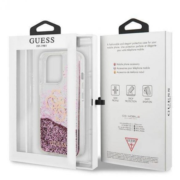 Guess GUHCP13XLG4GPI Husă rigidă 4G Big Liquid Glitter pentru iPhone 13 Pro Max de 6,7 inchi