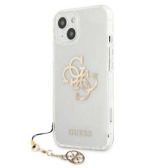 Guess GUHCP13SKS4GGO Carcasă rigidă transparentă pentru iPhone 13 mini 5,4" 4G Gold Charms Collection