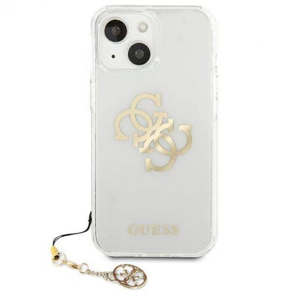 Guess GUHCP13SKS4GGO Carcasă rigidă transparentă pentru iPhone 13 mini 5,4" 4G Gold Charms Collection