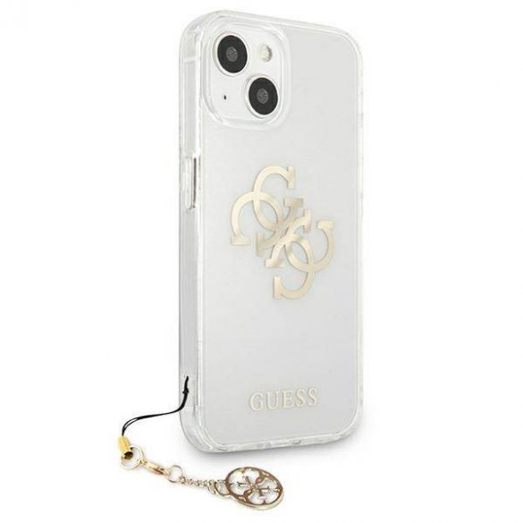 Guess GUHCP13SKS4GGO Carcasă rigidă transparentă pentru iPhone 13 mini 5,4" 4G Gold Charms Collection