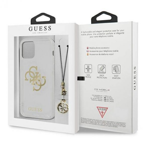 Guess GUHCP13SKS4GGO Carcasă rigidă transparentă pentru iPhone 13 mini 5,4" 4G Gold Charms Collection