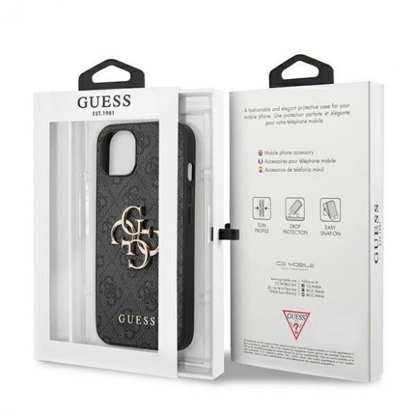 Guess GUHCP13M4GMGGR iPhone 13 / 14 / 15 6.1" gri/gri hard Husă 4G Big Metal Logo