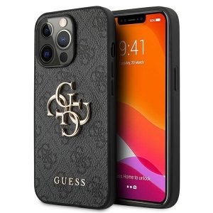 Guess GUHCP13L4GMGGR Carcasă rigidă pentru iPhone 13 Pro / 13 de 6,1" szary/gri, 4G Big Metal Logo