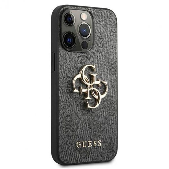 Guess GUHCP13L4GMGGR Carcasă rigidă pentru iPhone 13 Pro / 13 de 6,1" szary/gri, 4G Big Metal Logo