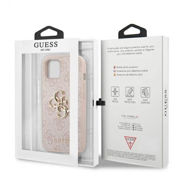 Guess GUHCP13M4GMGPI iPhone 13 / 14 / 15 6.1" rożowy/roz hardcase 4G Big Metal Logo