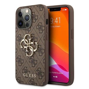 Guess GUHCP13L4GMGBR Carcasă rigidă pentru iPhone 13 Pro / 13 6,1" maro/brązowy 4G Big Metal Logo