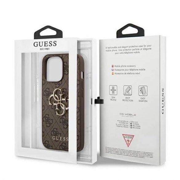 Guess GUHCP13L4GMGBR Carcasă rigidă pentru iPhone 13 Pro / 13 6,1" maro/brązowy 4G Big Metal Logo