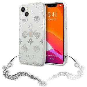 Guess GUHCP13SKSPESI Husă rigidă pentru iPhone 13 mini 5,4" srebrny/argintiu Husă colecție cu lanț de bujor