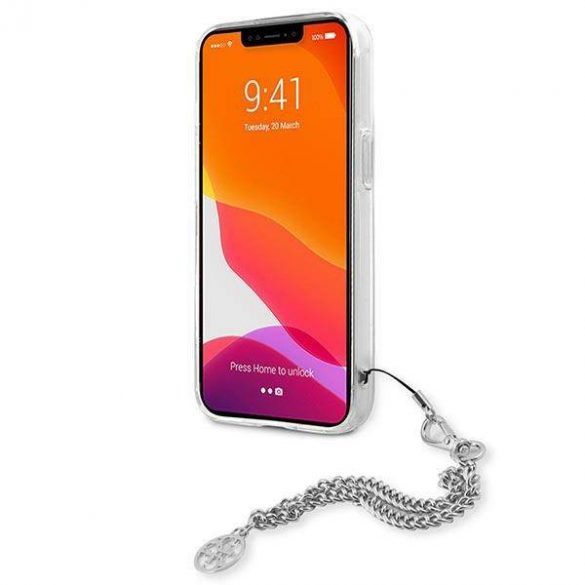 Guess GUHCP13SKSPESI Husă rigidă pentru iPhone 13 mini 5,4" srebrny/argintiu Husă colecție cu lanț de bujor