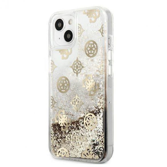 Guess GUHCP13SLGPEGO iPhone 13 mini 5,4" gold/gold hard Husă Peony Liquid Glitter husă