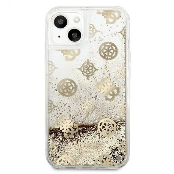 Guess GUHCP13SLGPEGO iPhone 13 mini 5,4" gold/gold hard Husă Peony Liquid Glitter husă