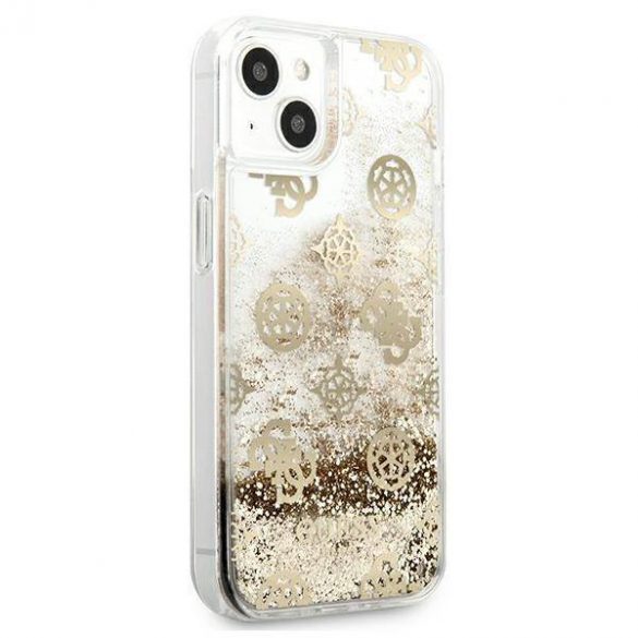 Guess GUHCP13SLGPEGO iPhone 13 mini 5,4" gold/gold hard Husă Peony Liquid Glitter husă