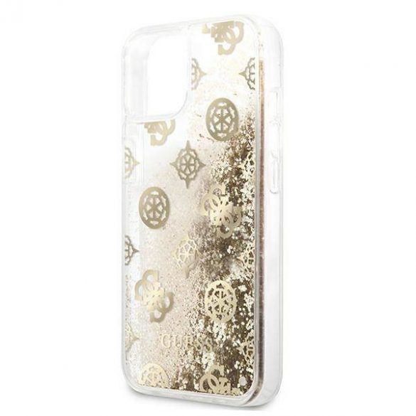 Guess GUHCP13SLGPEGO iPhone 13 mini 5,4" gold/gold hard Husă Peony Liquid Glitter husă