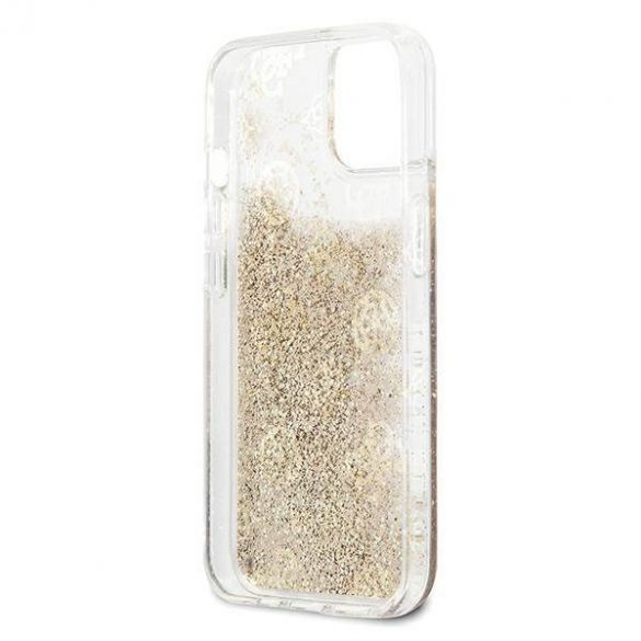 Guess GUHCP13SLGPEGO iPhone 13 mini 5,4" gold/gold hard Husă Peony Liquid Glitter husă