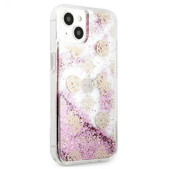 Guess GUHCP13SLGPEPI iPhone 13 mini 5,4" roz/roz hard Husă Peony Liquid Glitter husă