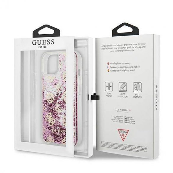 Guess GUHCP13SLGPEPI iPhone 13 mini 5,4" roz/roz hard Husă Peony Liquid Glitter husă