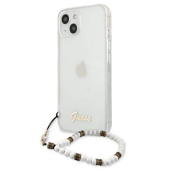 Guess GUHCP13SKPSWH Husă rigidă transparentă pentru iPhone 13 mini 5,4" White Pearl