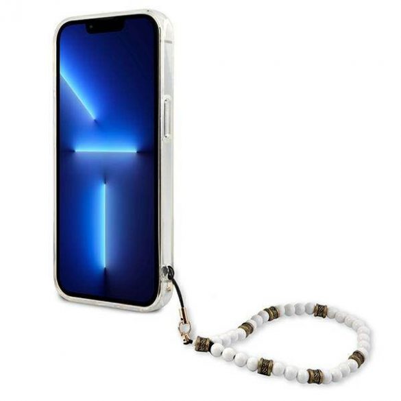 Guess GUHCP13SKPSWH Husă rigidă transparentă pentru iPhone 13 mini 5,4" White Pearl