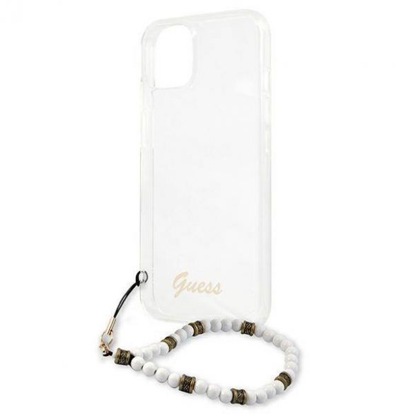 Guess GUHCP13SKPSWH Husă rigidă transparentă pentru iPhone 13 mini 5,4" White Pearl