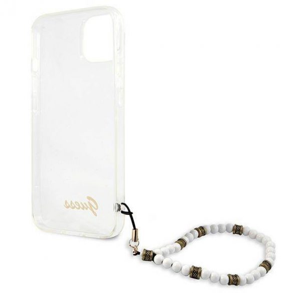 Guess GUHCP13SKPSWH Husă rigidă transparentă pentru iPhone 13 mini 5,4" White Pearl