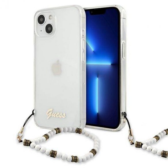 Guess GUHCP13MKPSWH iPhone 13 / 14 / 15 6.1" Husă rigidă transparentă White Pearl