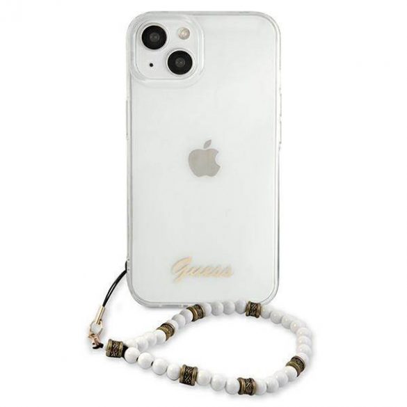 Guess GUHCP13MKPSWH iPhone 13 / 14 / 15 6.1" Husă rigidă transparentă White Pearl