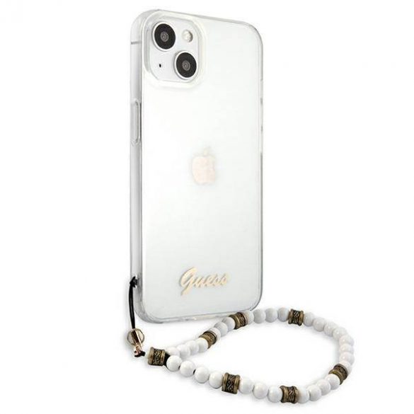 Guess GUHCP13MKPSWH iPhone 13 / 14 / 15 6.1" Husă rigidă transparentă White Pearl