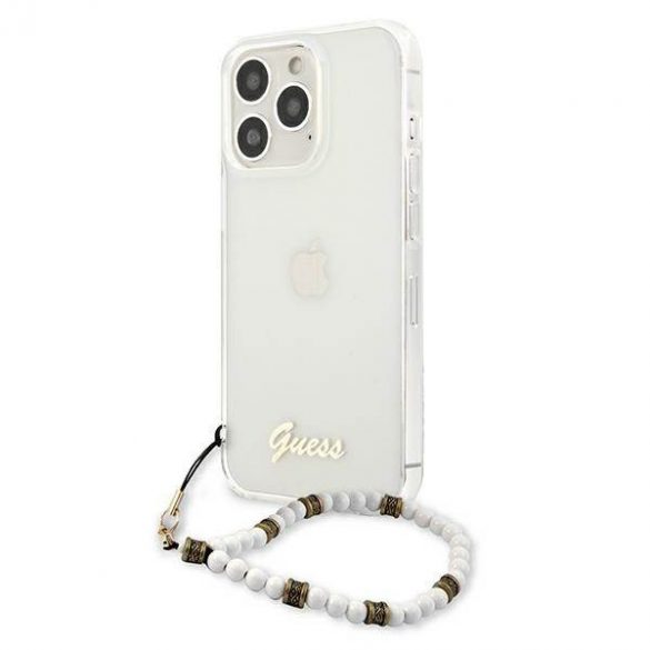 Guess GUHCP13LKPSWH iPhone 13 Pro / 13 6,1" Carcasă rigidă transparentă Husă White Pearl