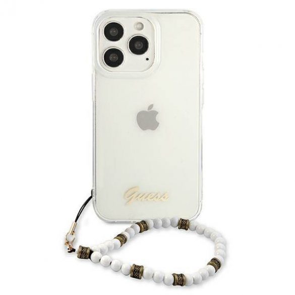 Guess GUHCP13LKPSWH iPhone 13 Pro / 13 6,1" Carcasă rigidă transparentă Husă White Pearl