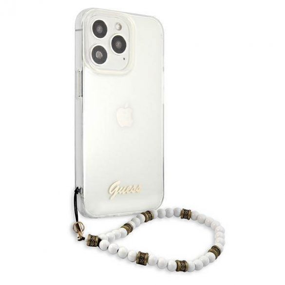 Guess GUHCP13LKPSWH iPhone 13 Pro / 13 6,1" Carcasă rigidă transparentă Husă White Pearl