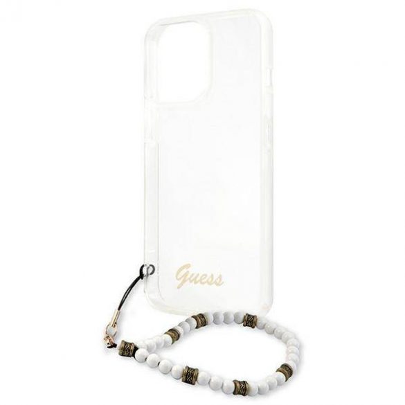 Guess GUHCP13LKPSWH iPhone 13 Pro / 13 6,1" Carcasă rigidă transparentă Husă White Pearl