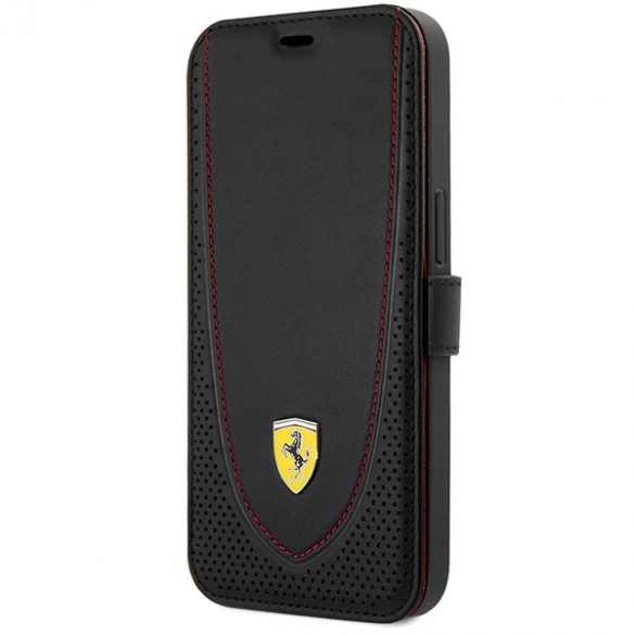 Ferrari FEFLBKP13LRGOK iPhone 13 Pro 6.1 linie curbată din piele de carte neagră/czarny”