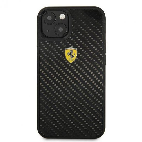 Carcasă rigidă Ferrari FEHCP13SFCABK pentru iPhone 13 mini 5,4 inchi, negru/czarny, On Track Real Carbon