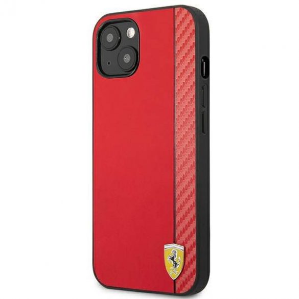 Ferrari FESAXHCP13SRE Carcasă rigidă On Track Carbon Stripe pentru iPhone 13 mini de 5,4 inchi