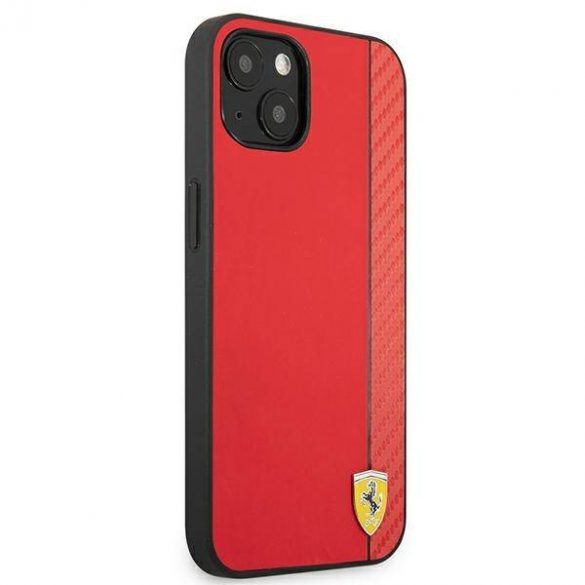 Ferrari FESAXHCP13SRE Carcasă rigidă On Track Carbon Stripe pentru iPhone 13 mini de 5,4 inchi