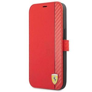 Carcasa Ferrari FESAXFLBKP13SRE pentru iPhone 13 mini 5,4" czerwony/carte roșie On Track Carbon Stripe