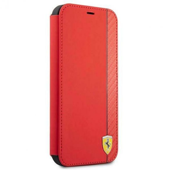 Carcasa Ferrari FESAXFLBKP13SRE pentru iPhone 13 mini 5,4" czerwony/carte roșie On Track Carbon Stripe