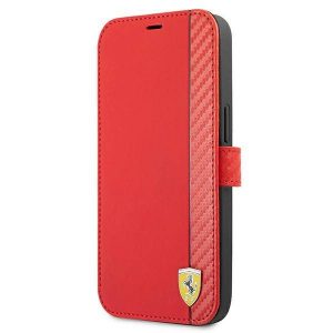 Carcasa Ferrari FESAXFLBKP13LRE pentru iPhone 13 Pro / 13 6,1" czerwony/carte rosie On Track Carbon Stripe