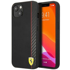 Carcasă rigidă Ferrari FESAXHCP13SBK pentru iPhone 13 mini 5,4 inchi, negru/czarny, On Track Carbon Stripe