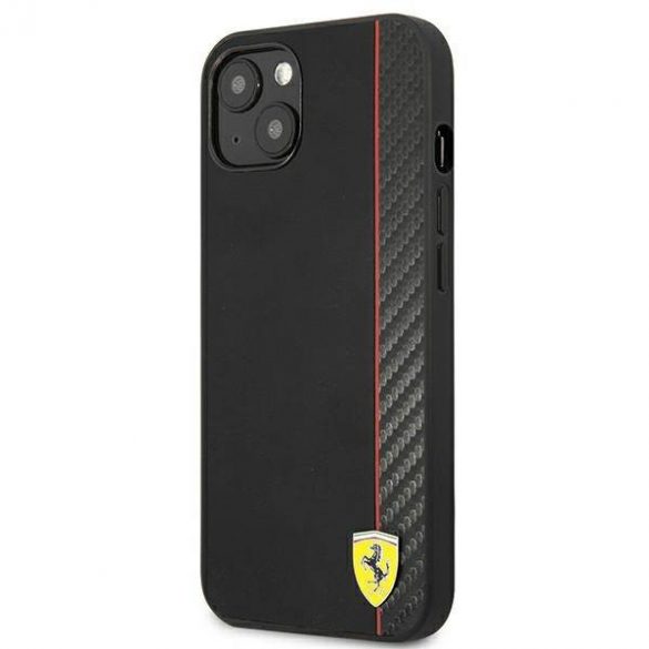 Carcasă rigidă Ferrari FESAXHCP13SBK pentru iPhone 13 mini 5,4 inchi, negru/czarny, On Track Carbon Stripe