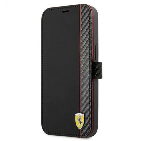 Carcasă Ferrari FESAXFLBKP13SBK pentru iPhone 13 mini 5,4" cu carte neagră/czarny On Track Carbon Stripe