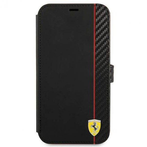 Carcasă Ferrari FESAXFLBKP13SBK pentru iPhone 13 mini 5,4" cu carte neagră/czarny On Track Carbon Stripe