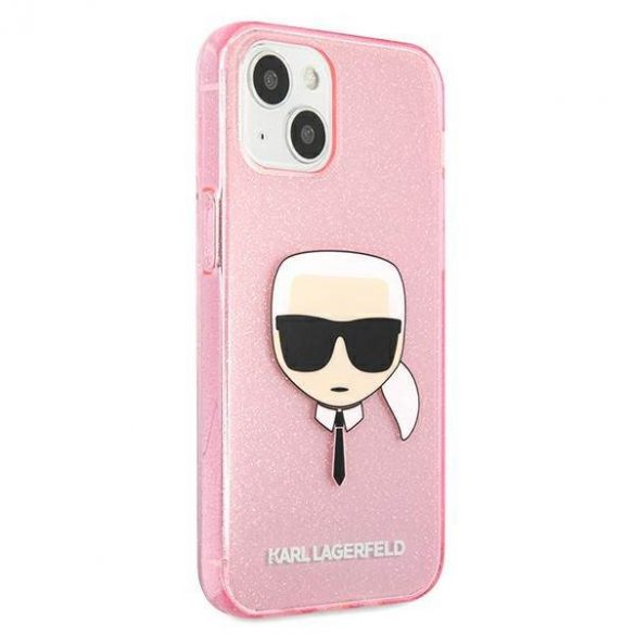 Karl Lagerfeld KLHCP13SKHTUGLP iPhone 13 mini 5,4" rożowy/roz Carcasă cu sclipici Karl's Head