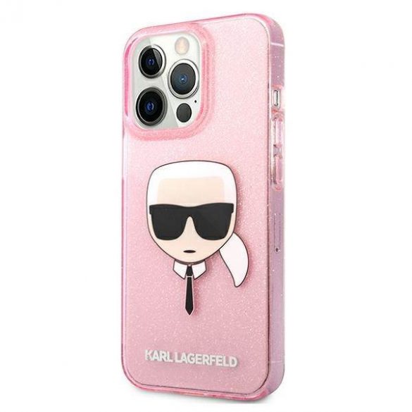 Karl Lagerfeld KLHCP13XKHTUGLP iPhone 13 Pro Max 6,7" rożowy/roz Husă cu sclipici Karl's Head