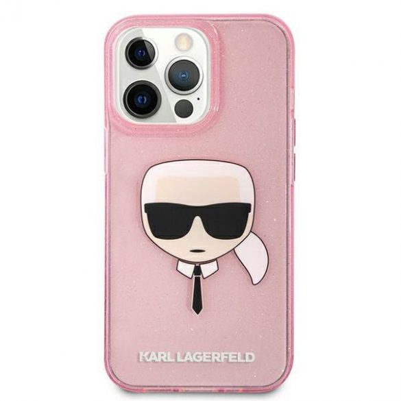 Karl Lagerfeld KLHCP13XKHTUGLP iPhone 13 Pro Max 6,7" rożowy/roz Husă cu sclipici Karl's Head