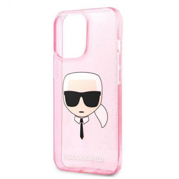 Karl Lagerfeld KLHCP13XKHTUGLP iPhone 13 Pro Max 6,7" rożowy/roz Husă cu sclipici Karl's Head