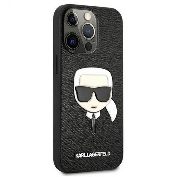 Karl Lagerfeld KLHCP13LSAKHBK iPhone 13 Pro / 13 6,1" negru/negru hard Husă Saffiano Ikonik Karl's Head husă