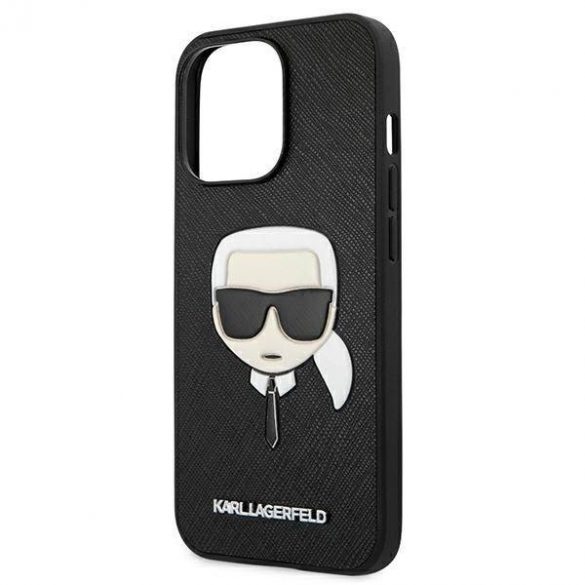 Karl Lagerfeld KLHCP13LSAKHBK iPhone 13 Pro / 13 6,1" negru/negru hard Husă Saffiano Ikonik Karl's Head husă