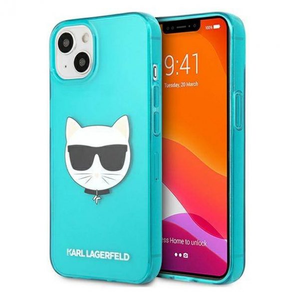 Karl Lagerfeld KLHCP13SCHTRB iPhone 13 mini 5,4" niebieski/albastru Husă rigidă Glitter Choupette Fluo