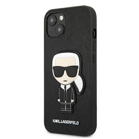 Karl Lagerfeld KLHCP13SOKPK iPhone 13 mini 5,4" negru/negru hard Husă Saffiano Ikonik Karl's Patch husă